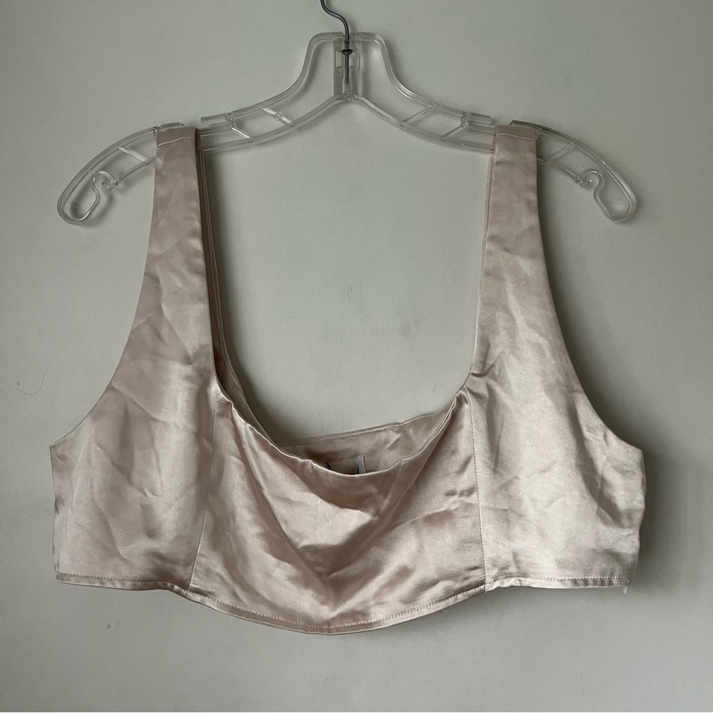 Princess Polly Huxley Champagne Satin Crop Tank 12